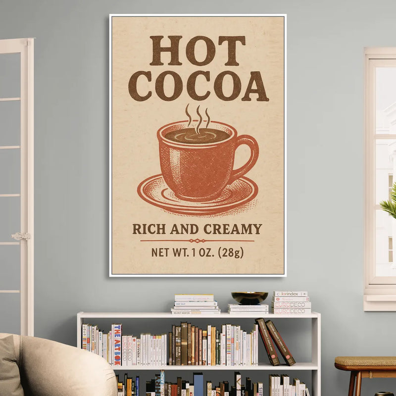 Vintage Creamy Hot Cocoa Sitting Room - White Canvas Wall Art