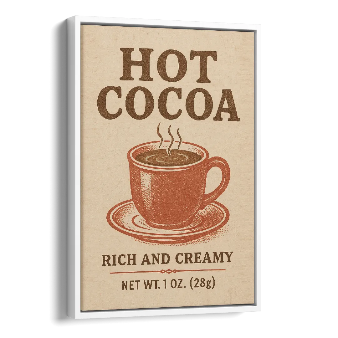 Vintage Creamy Hot Cocoa Side - White Canvas Wall Art