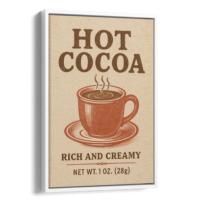 Vintage Creamy Hot Cocoa Side - White Canvas Wall Art