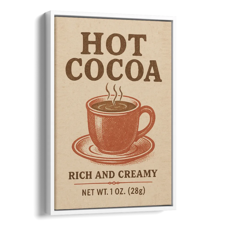 Vintage Creamy Hot Cocoa Side - White Canvas Wall Art