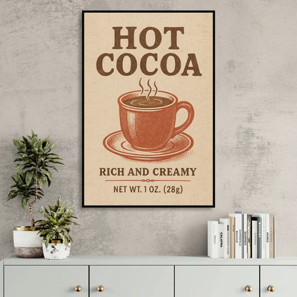 Vintage Creamy Hot Cocoa Sitting Room - Black Canvas Wall Art