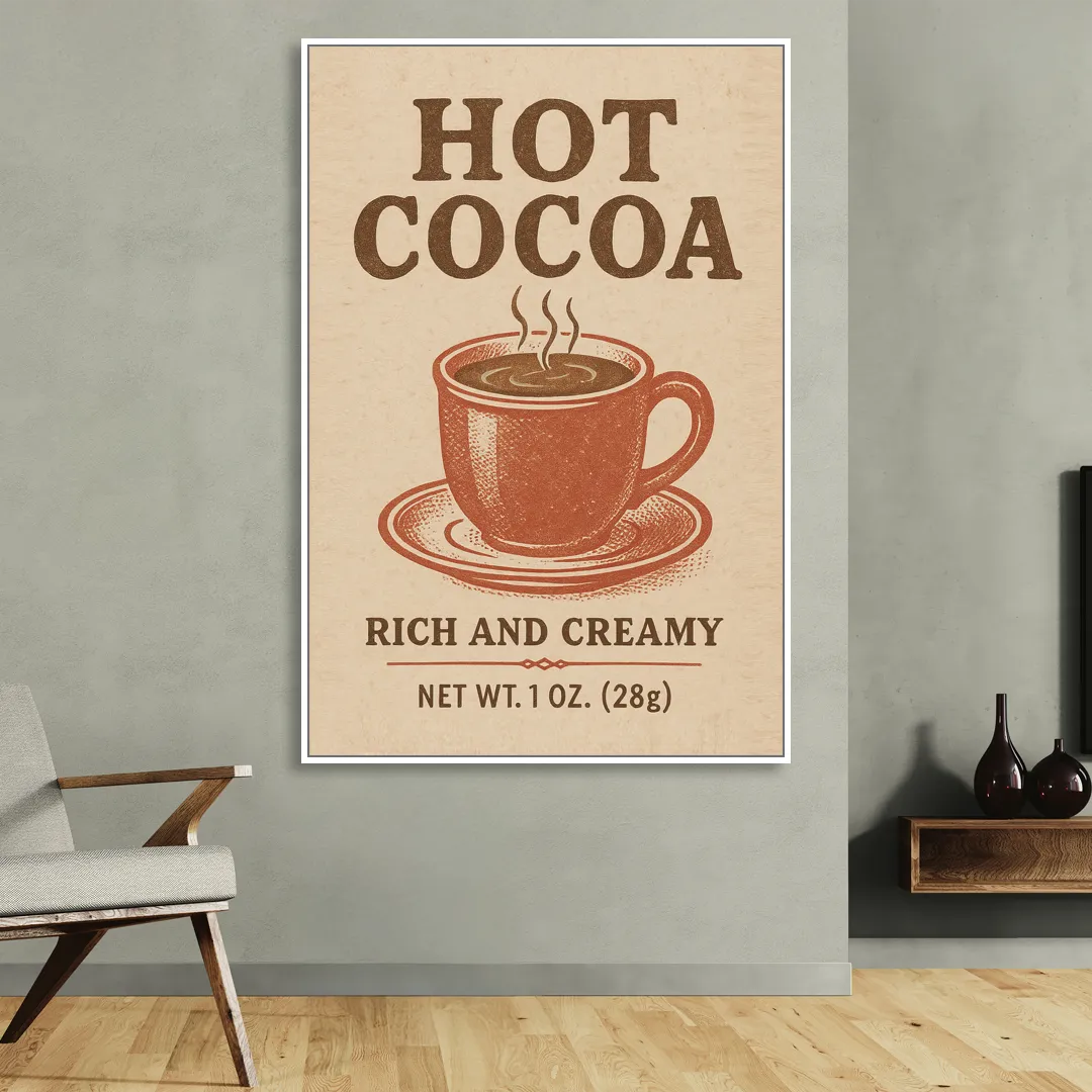 Vintage Creamy Hot Cocoa Living Room - White Canvas Wall Art