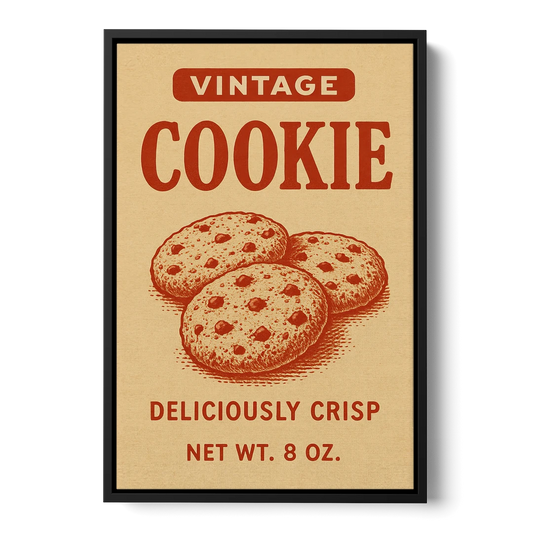 Vintage Deliciously Crisp Cookie - Black Framed Canvas Wall Art - Front