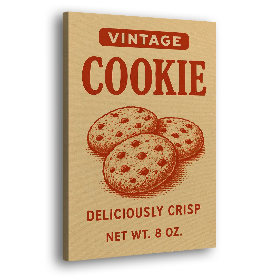 Vintage Deliciously Crisp Cookie Side - Canvas Wall Art