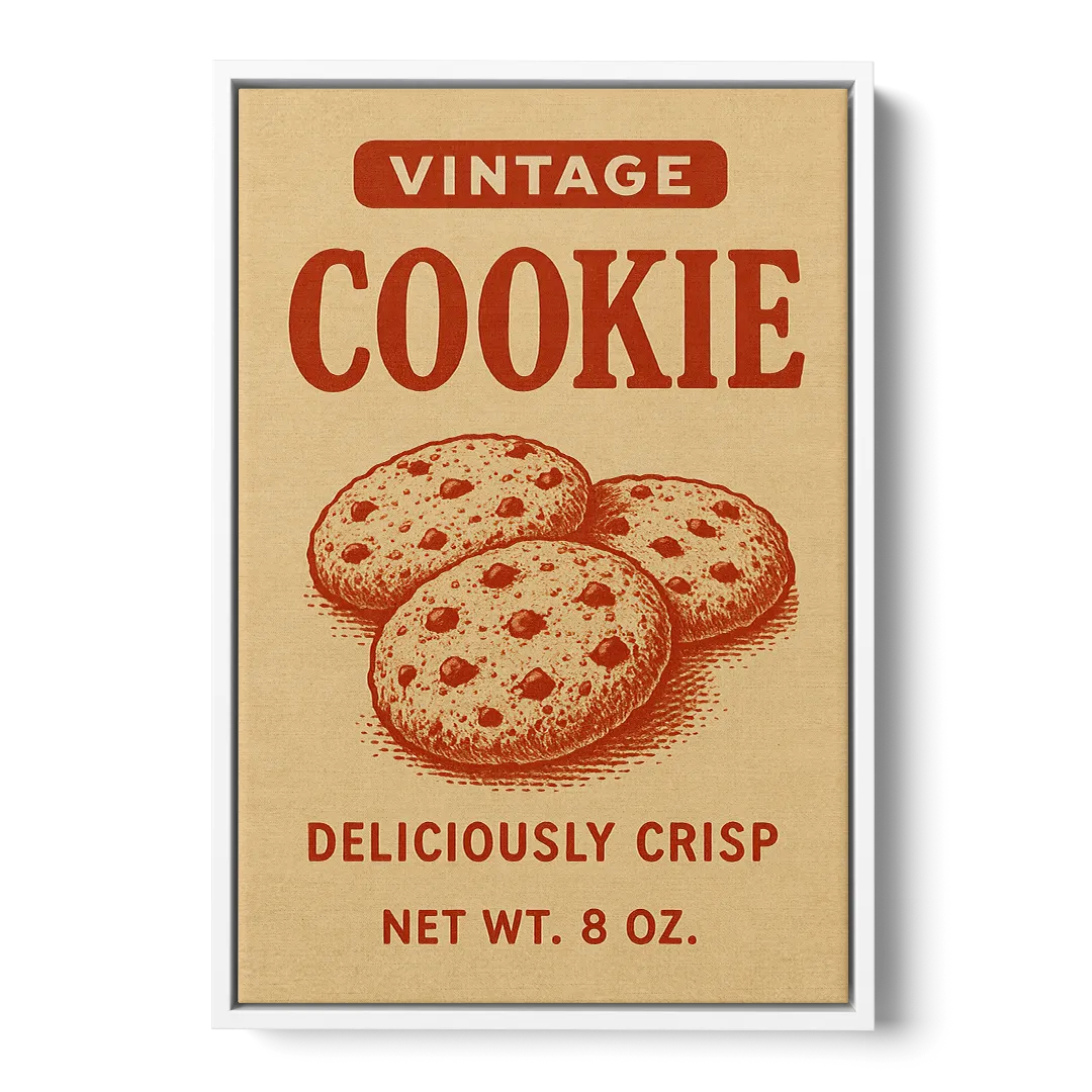 Vintage Deliciously Crisp Cookie Front - White Canvas Wall Art