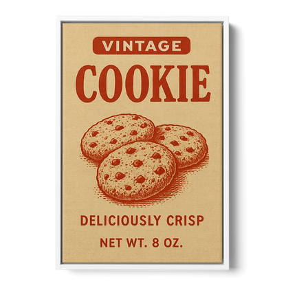 Vintage Deliciously Crisp Cookie Front - White Canvas Wall Art
