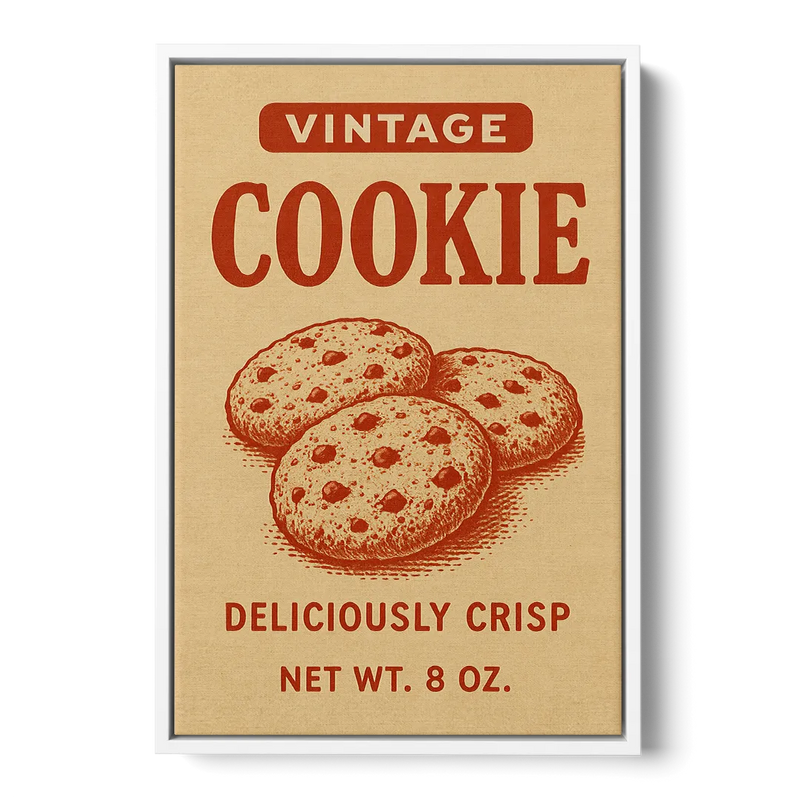 Vintage Deliciously Crisp Cookie Front - White Canvas Wall Art