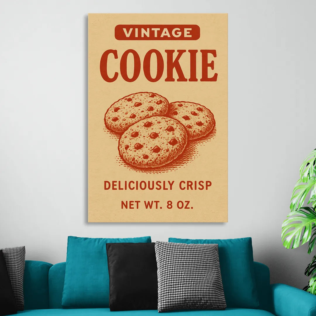 Vintage Deliciously Crisp Cookie Living Room - Canvas Wall Art