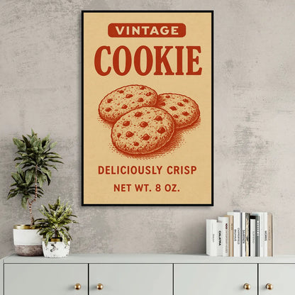Vintage Deliciously Crisp Cookie Living Room - Black Canvas Wall Art
