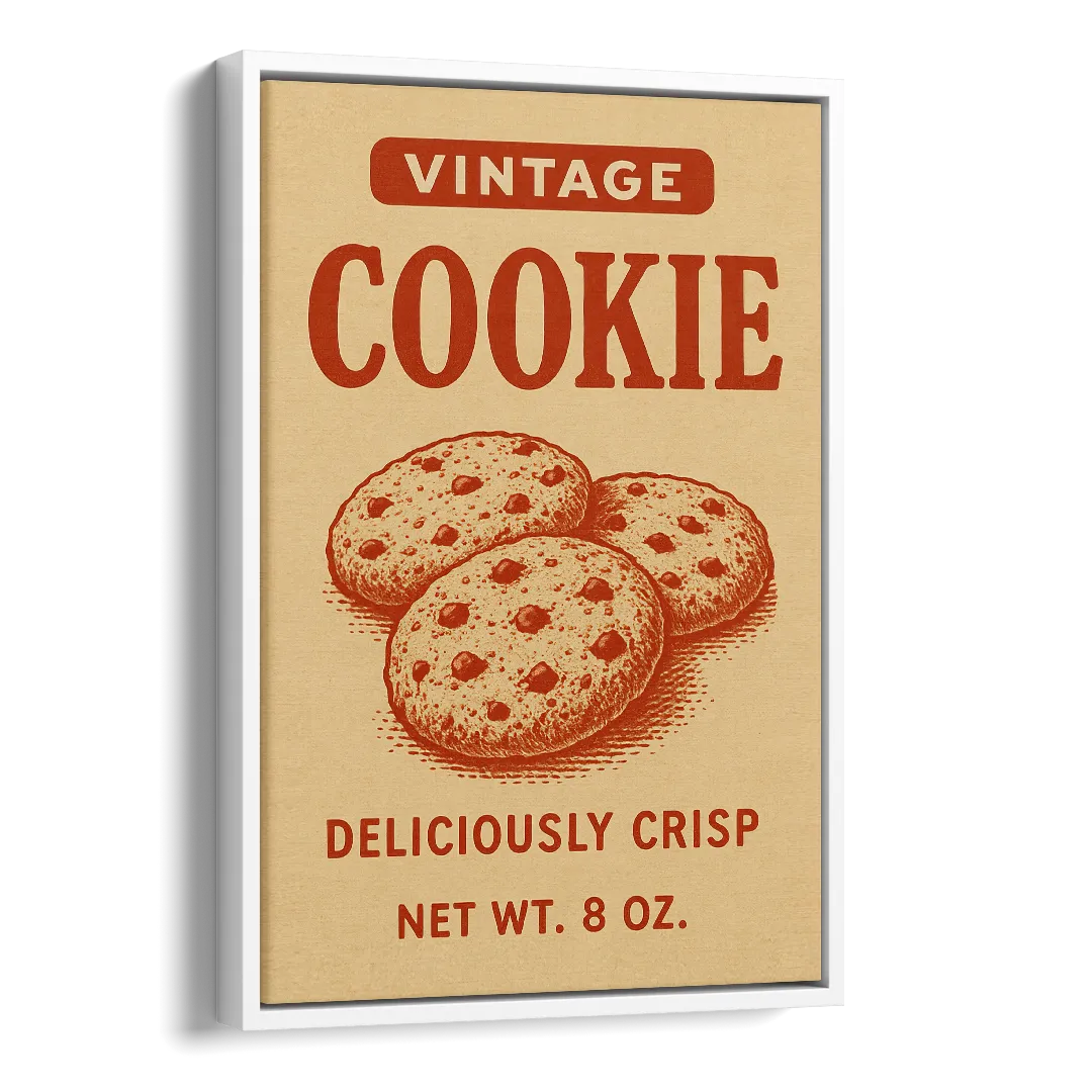 Vintage Deliciously Crisp Cookie Side - White Canvas Wall Art