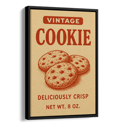 Vintage Deliciously Crisp Cookie Side - Black Canvas Wall Art