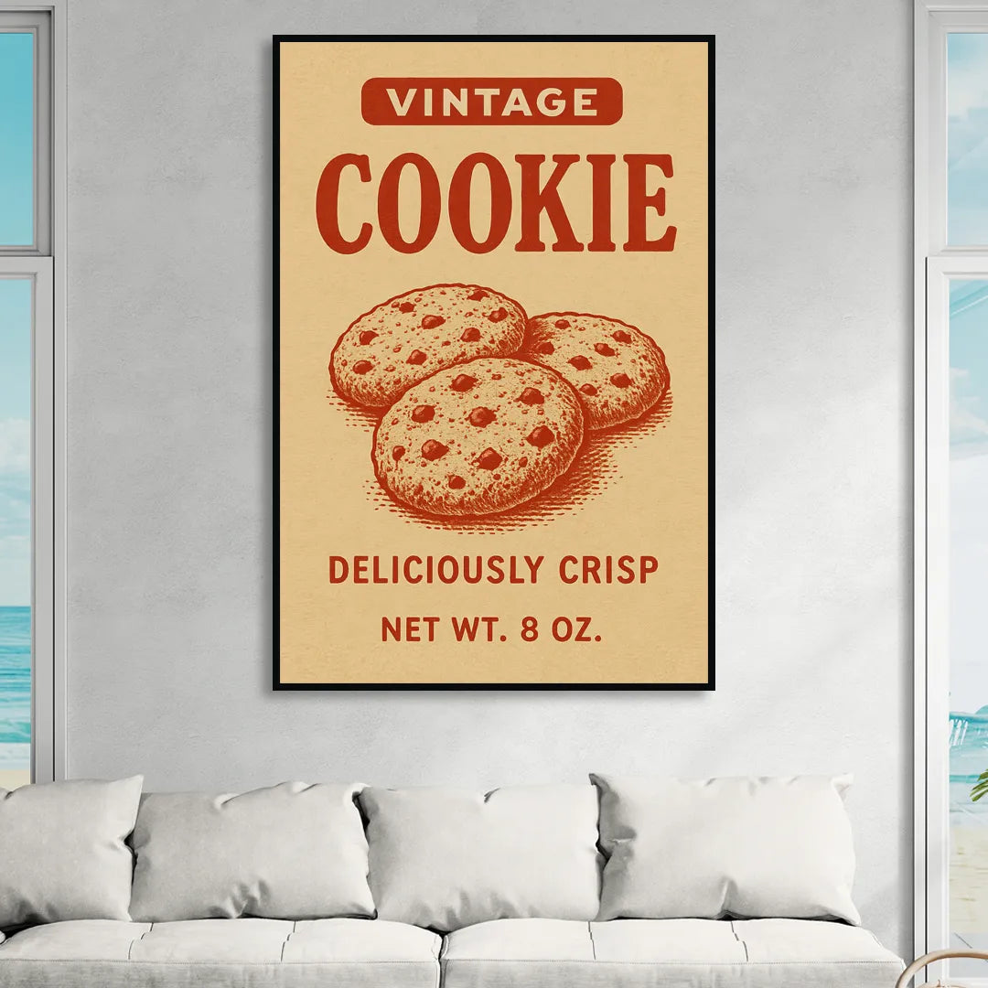 Vintage Deliciously Crisp Cookie Sitting Room - Black Canvas Wall Art