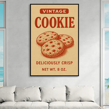 Vintage Deliciously Crisp Cookie Sitting Room - Black Canvas Wall Art