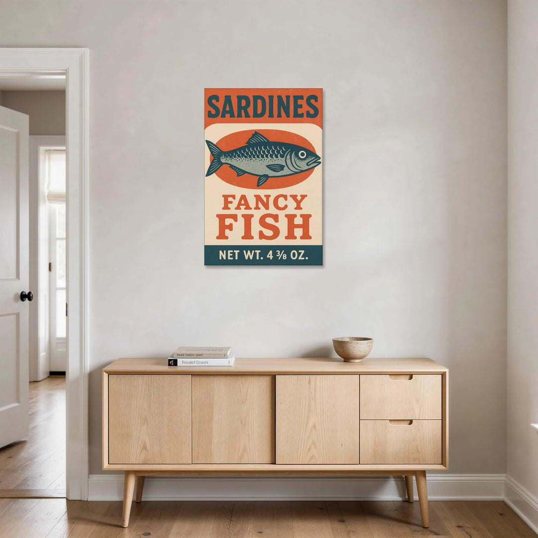 Vintage Fancy Fish Sardines - Canvas Wall Art - Coffee Table - 24x36