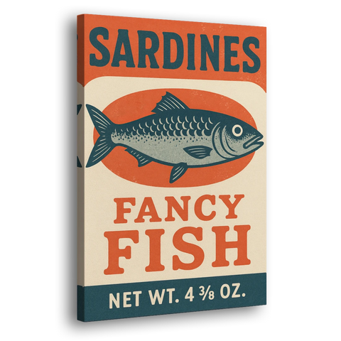 Vintage Fancy Fish Sardines - Canvas Wall Art - Side