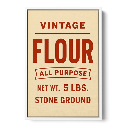 Vintage Flour - White Framed Canvas Wall Art - Front