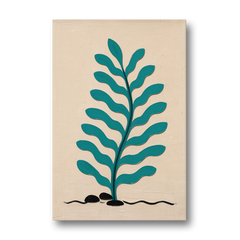 Vintage French Wall Art with Aqua Seaweed Fronds - Canvas Wall Art - Front
