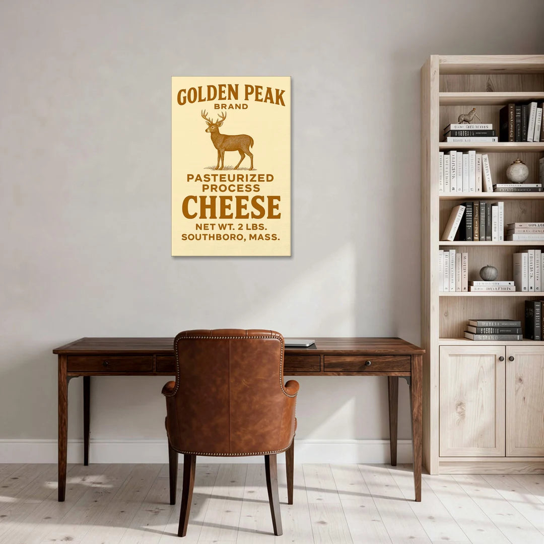 Vintage Golden Peak Cheese - Canvas Wall Art - Office - 24x36