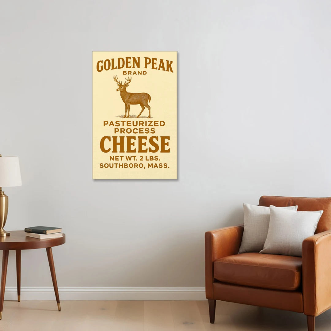 Vintage Golden Peak Cheese - Canvas Wall Art - Sofa - 24x36