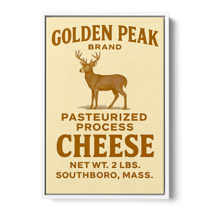 Vintage Golden Peak Cheese Front - White Canvas Wall Art