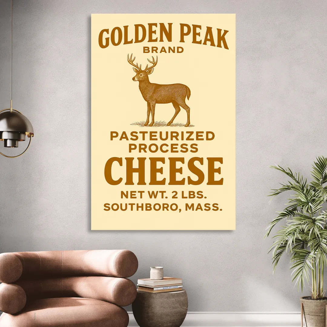 Vintage Golden Peak Cheese Living Room - Canvas Wall Art