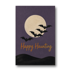 Vintage Halloween Wall Art with Bats Over the Moon - Canvas Wall Art - Front