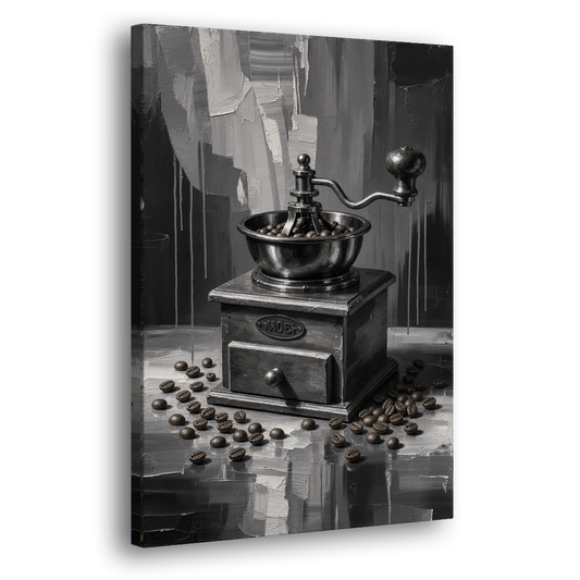 Vintage Hand-Crank Coffee Grinder - Canvas Wall Art - Side