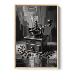 Vintage Hand-Crank Coffee Grinder for the Kitchen - Oak Framed Canvas Wall Art - Front
