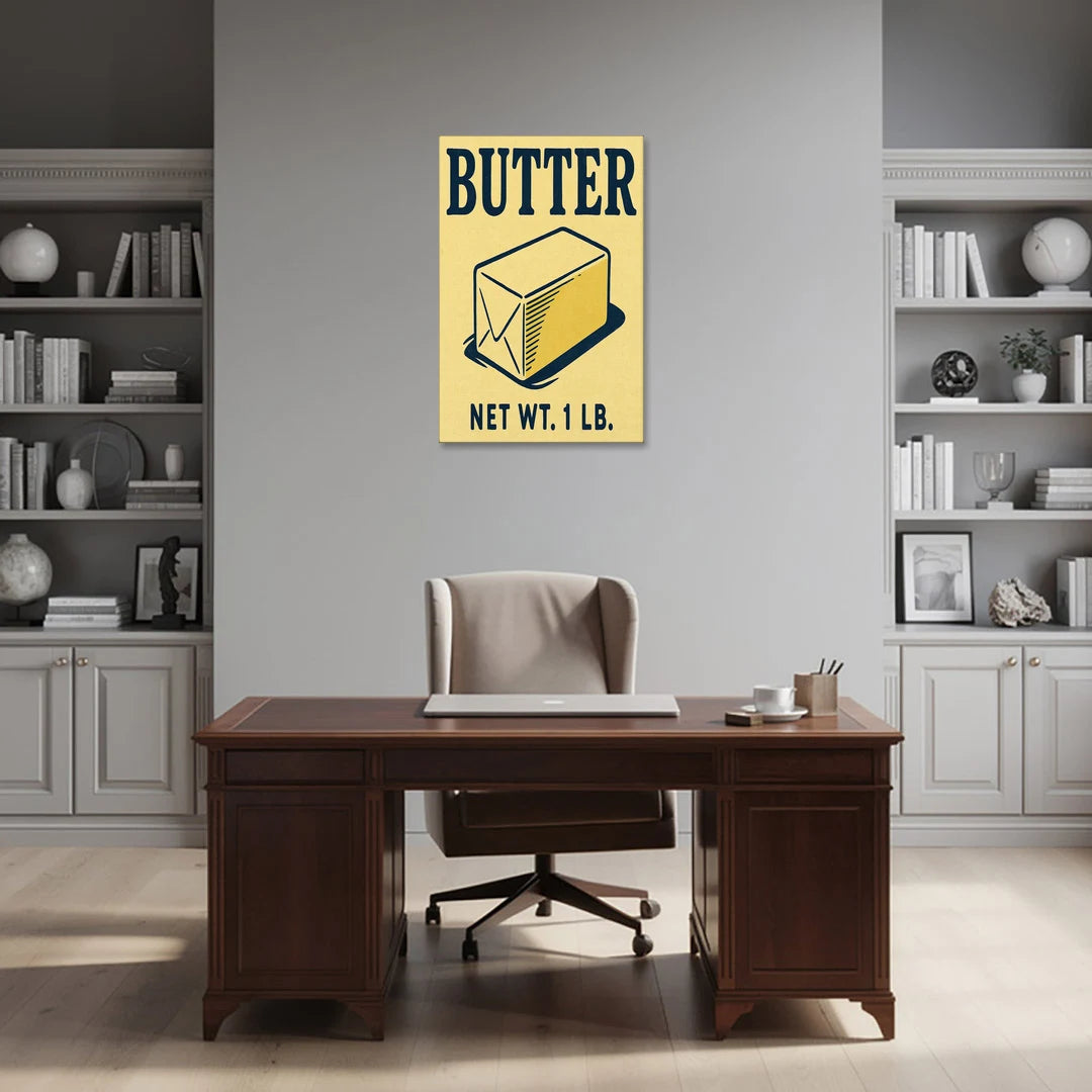 Vintage Natural Butter - Canvas Wall Art - Office - 24x36