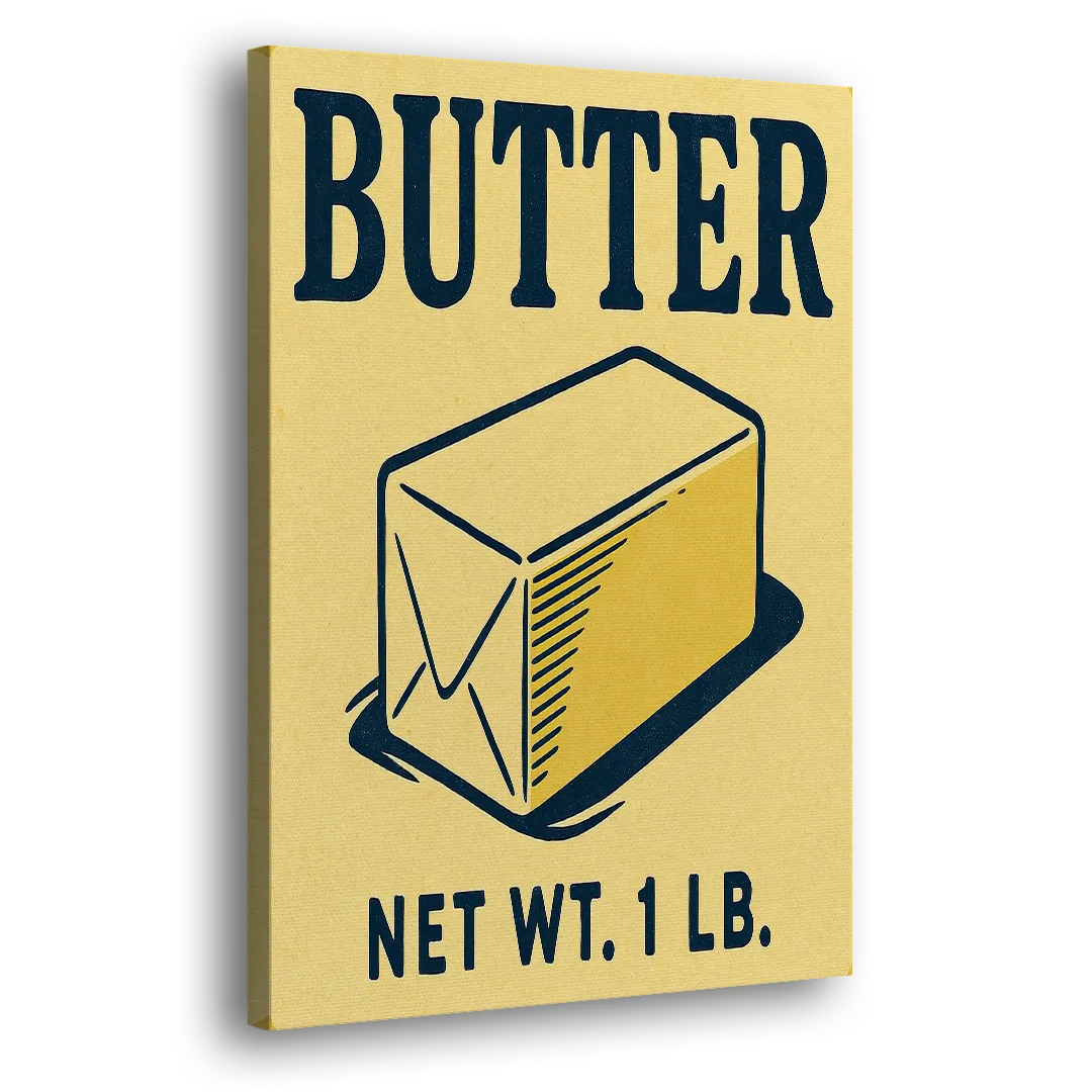 Vintage Natural Butter Side - Canvas Wall Art