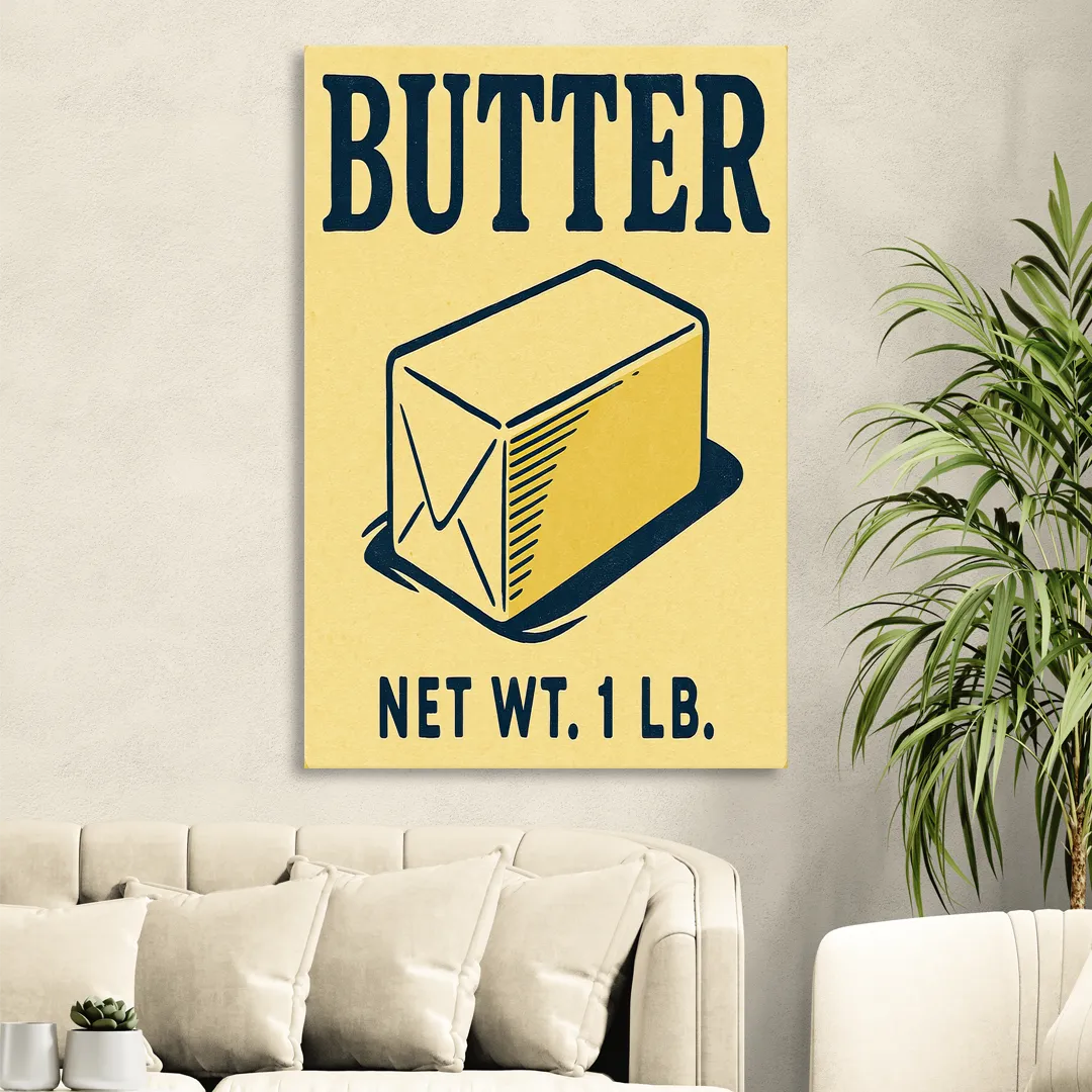 Vintage Natural Butter Sitting Room - Canvas Wall Art