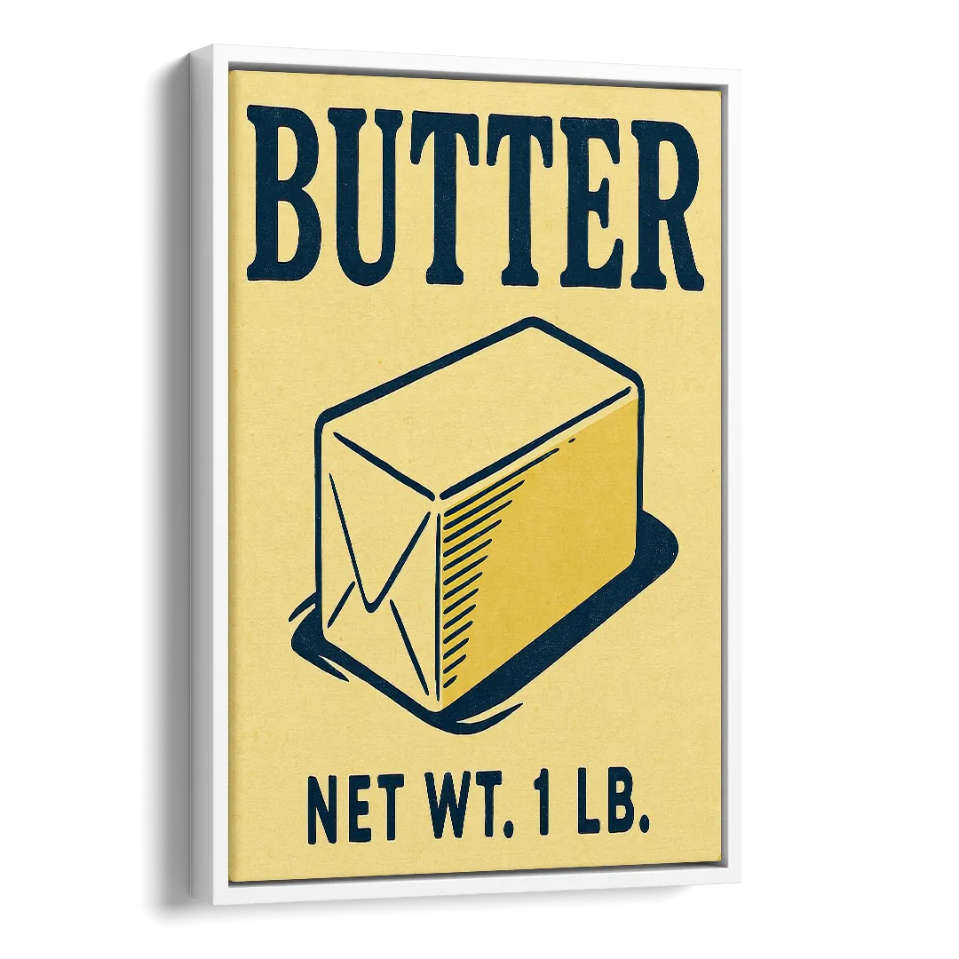 Vintage Natural Butter Side - White Canvas Wall Art
