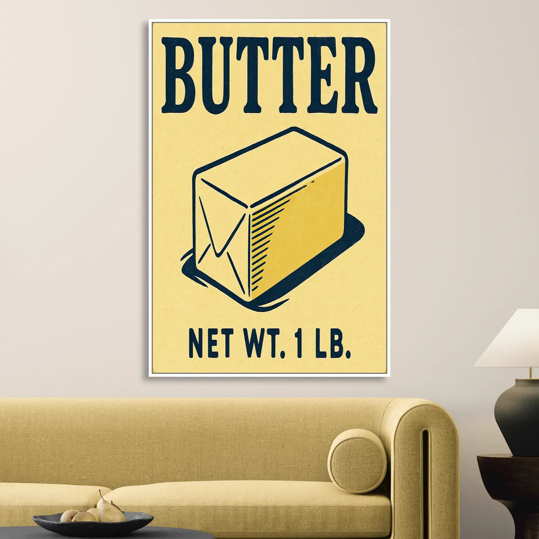 Vintage Natural Butter Sitting Room - White Canvas Wall Art