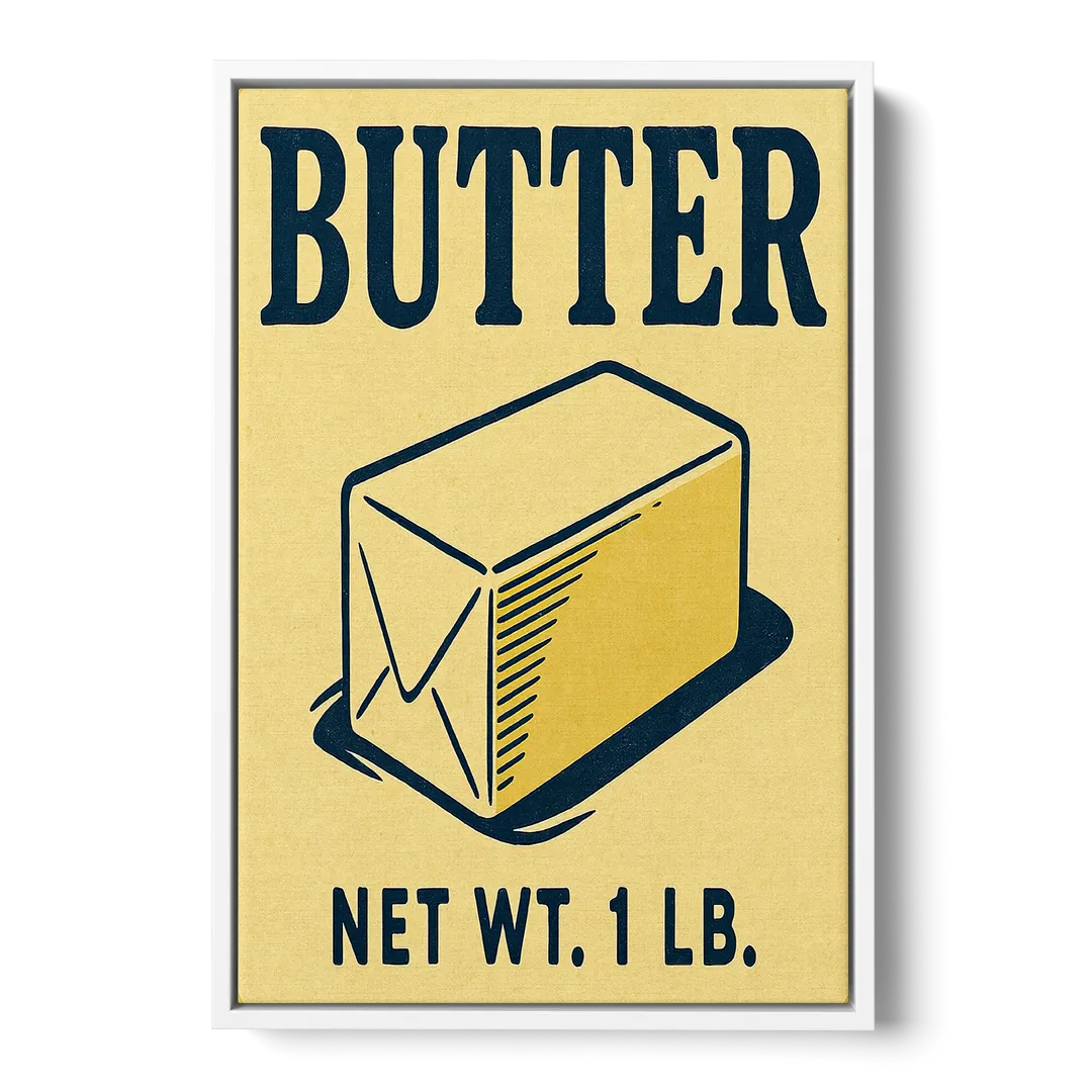 Vintage Natural Butter Front - White Canvas Wall Art