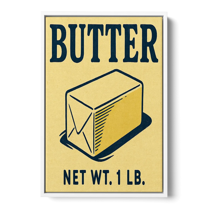 Vintage Natural Butter Front - White Canvas Wall Art