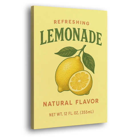 Vintage Natural Lemonade - Canvas Wall Art - Side