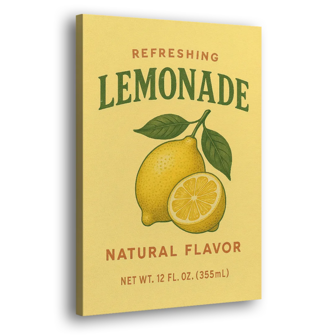 Vintage Natural Lemonade Side - Canvas Wall Art