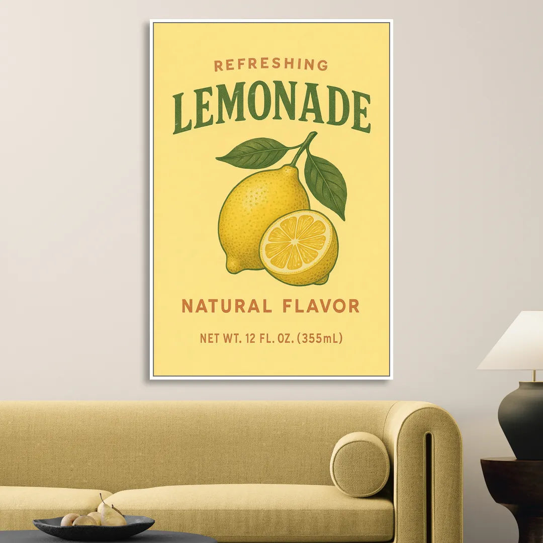 Vintage Natural Lemonade Living Room - White Canvas Wall Art