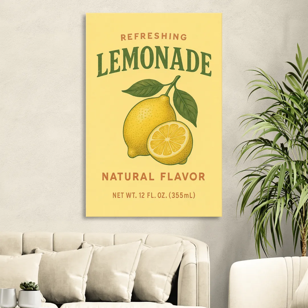 Vintage Natural Lemonade Living Room - Canvas Wall Art