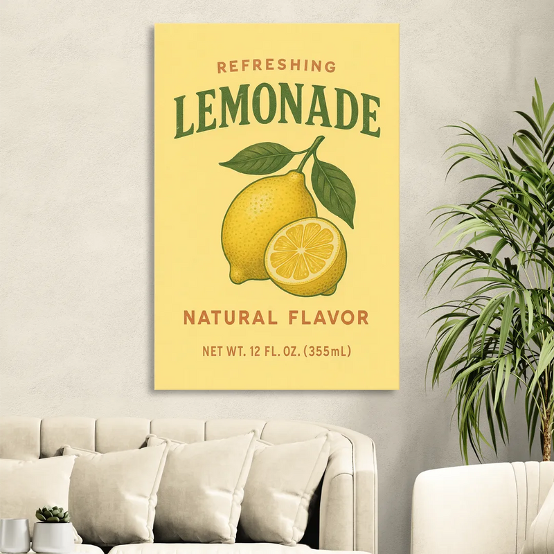 Vintage Natural Lemonade Living Room - Canvas Wall Art