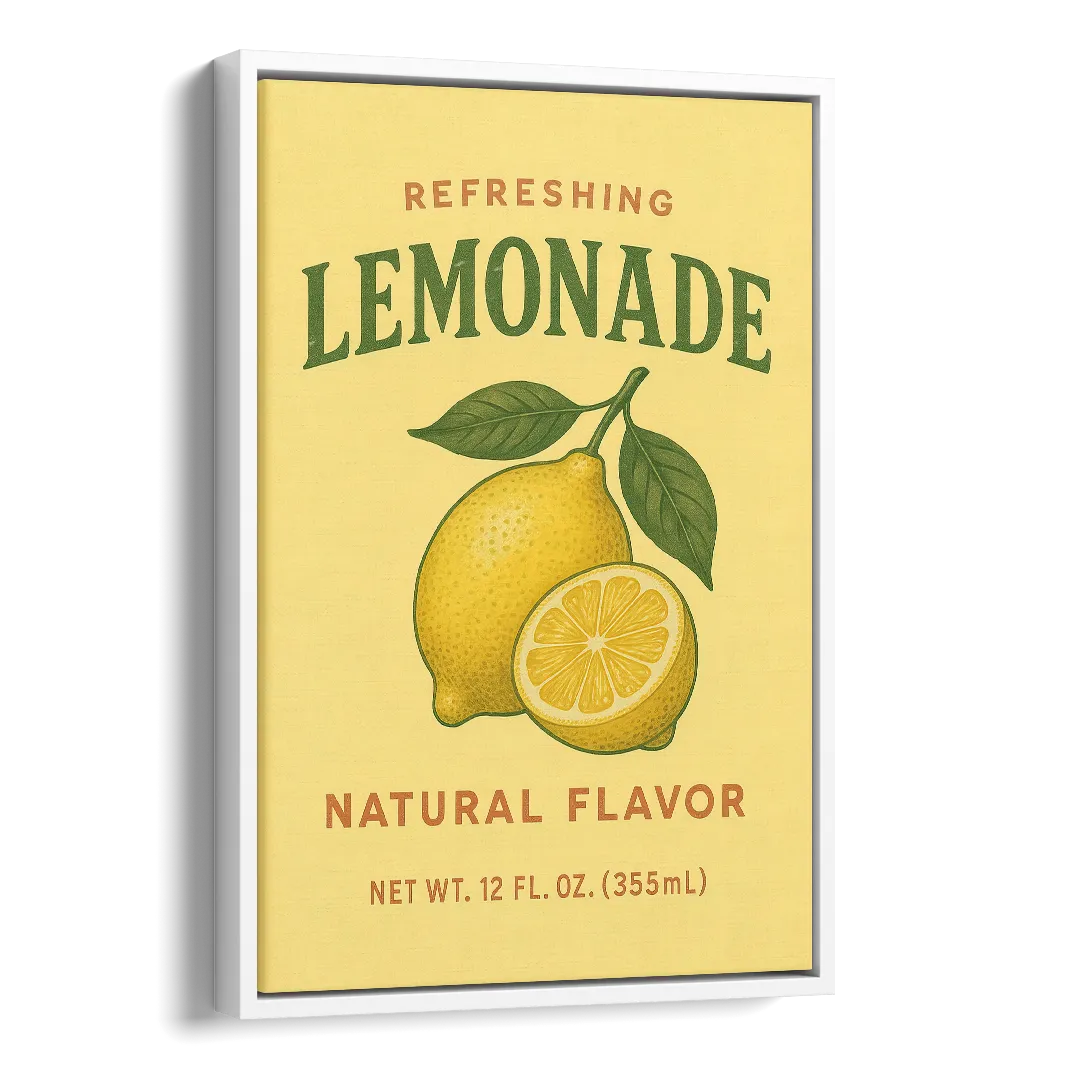 Vintage Natural Lemonade Side - White Canvas Wall Art