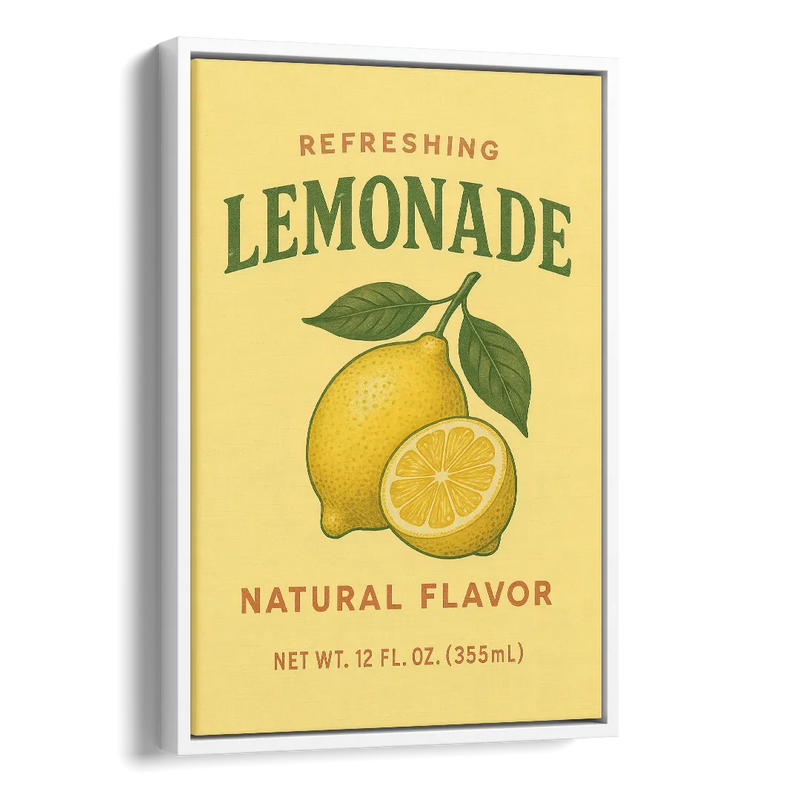 Vintage Natural Lemonade Side - White Canvas Wall Art