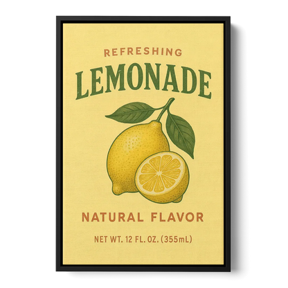 Vintage Natural Lemonade Front - Black Canvas Wall Art