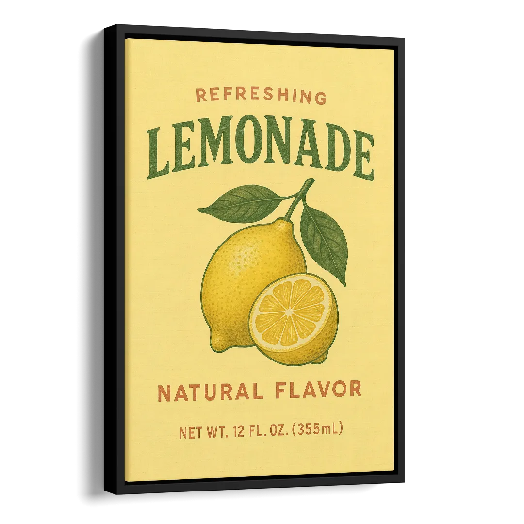 Vintage Natural Lemonade Side - Black Canvas Wall Art