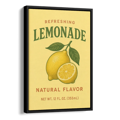 Vintage Natural Lemonade Side - Black Canvas Wall Art