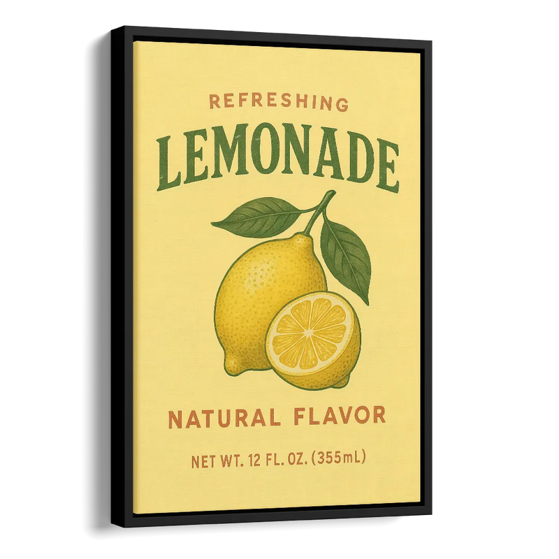 Vintage Natural Lemonade Side - Black Canvas Wall Art