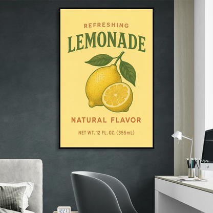 Vintage Natural Lemonade Sitting Room - Black Canvas Wall Art