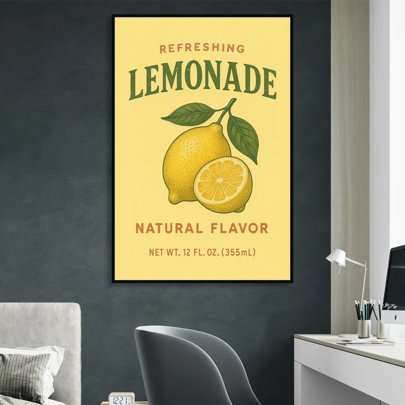 Vintage Natural Lemonade Sitting Room - Black Canvas Wall Art
