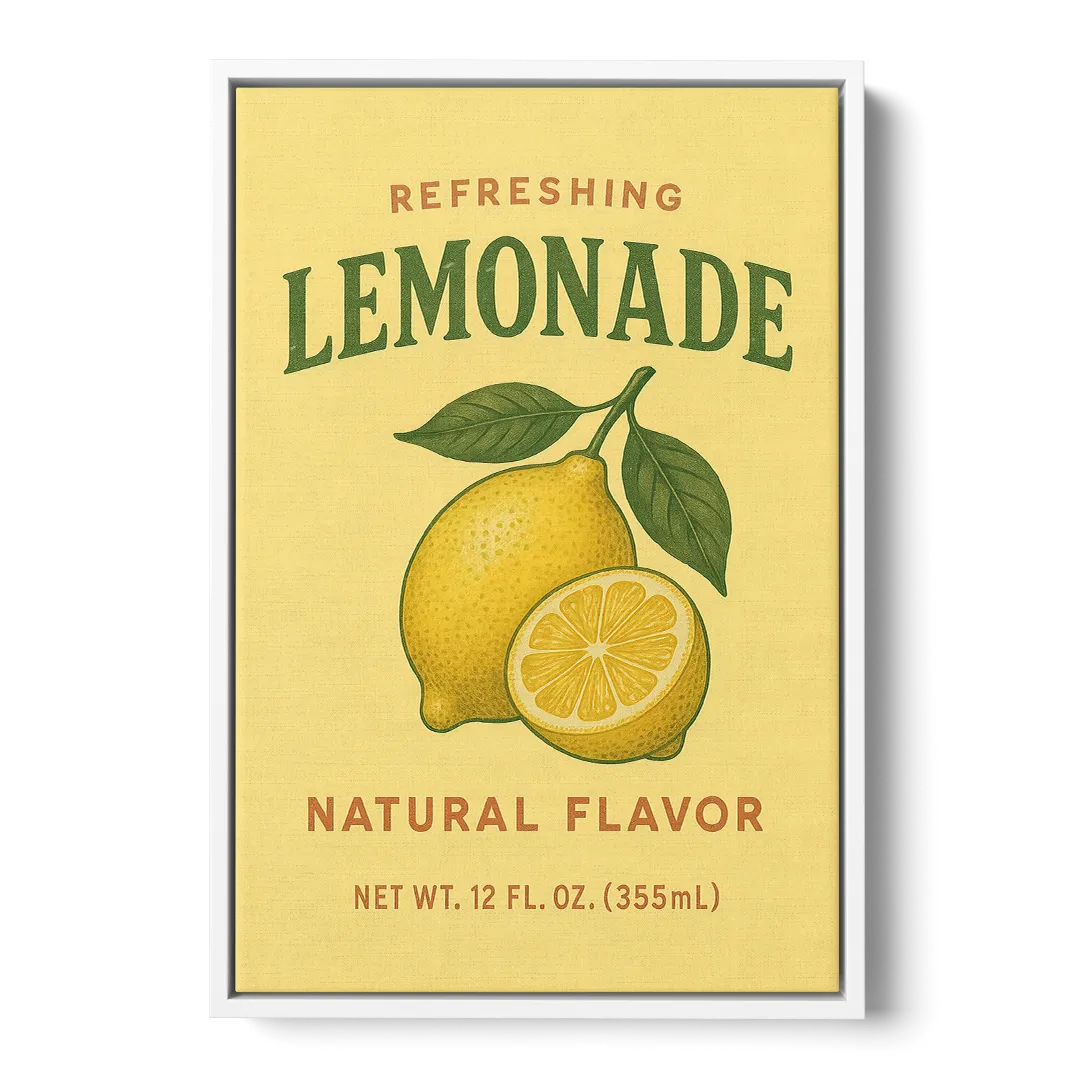 Vintage Natural Lemonade Front - White Canvas Wall Art