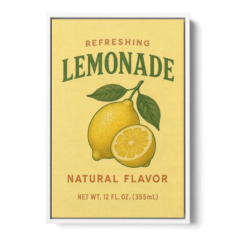 Vintage Natural Lemonade Front - White Canvas Wall Art